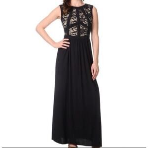 New R&M Richards Womans 16 Dress Black Floral Lace Formal Sleeveless Maxie NWT